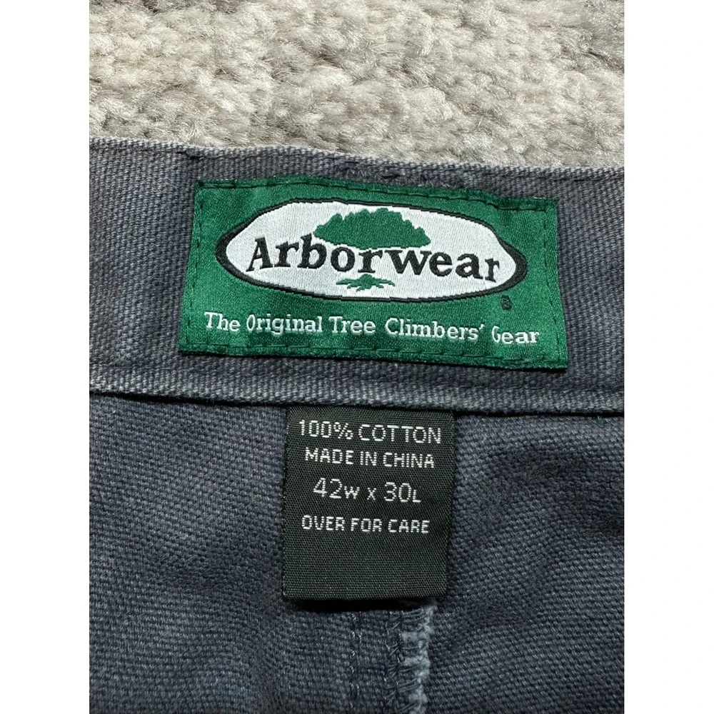 Arborwear Original Tree Climbers Pants Mens 42x30 Gray Canvas Utility Workwear
